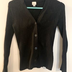 Black Ribbed Cardigan